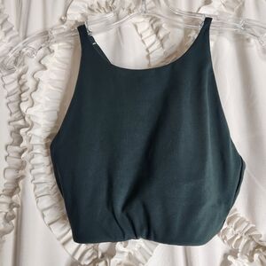 Girlfriend Collective Topanga Bra Dark Green Cross Back Sz XS